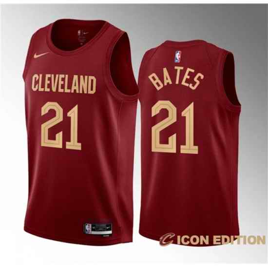 Men Cleveland Cavaliers 21 Emoni Bates Wine 2023 Draft Icon Edition Stitched Jersey